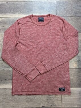 Abercrombie & Fitch Red Heathered Long Sleeve Crew